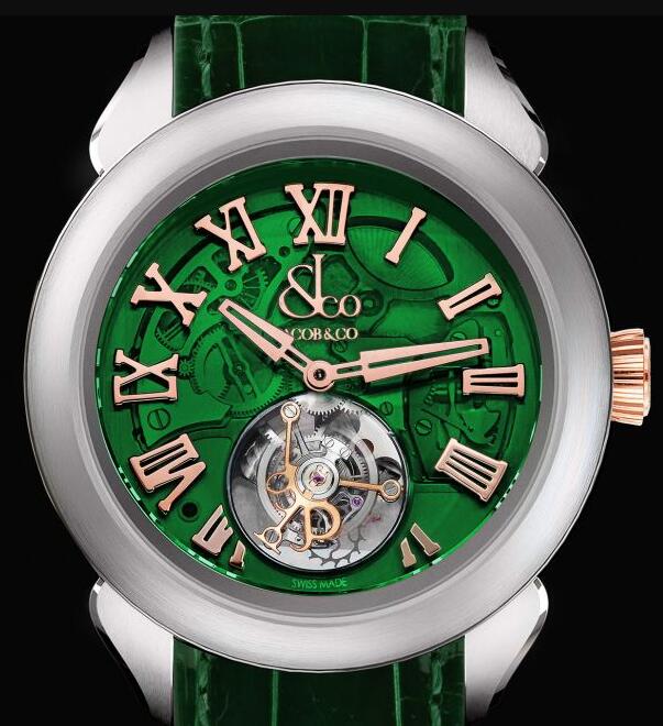 Jacob & Co PT520.24.NS.QG.A PALATIAL FLYING TOURBILLON HOURS & MINUTES TITANIUM (GREEN MINERAL CRYSTAL) Replica watch